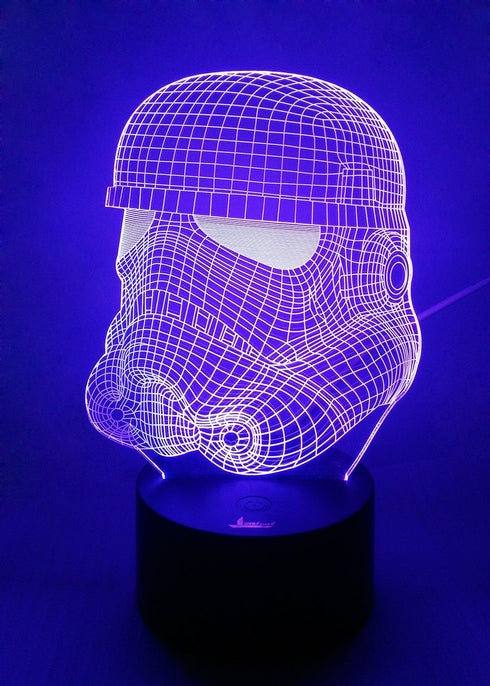 Stormtrooper 3D Night Light, LED Illusion Lamp with 7 Color Changing Lights, Acrylic Flat Base & USB Charger for Home