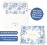 50 (4x6) AUDREE Gold Foil Thank You Cards with Envelopes - Elegant Blue Floral Thank You Cards with Matching Adhesive