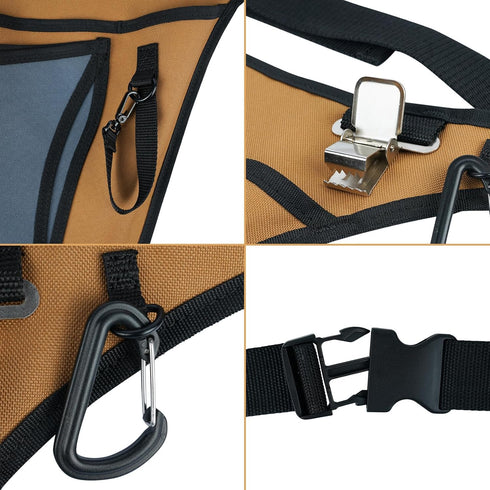KUNN Garden Tool Waist Belt, 4 Deep Pockets Tool Apron for Gardening, Electricians, Florists, Plumbing