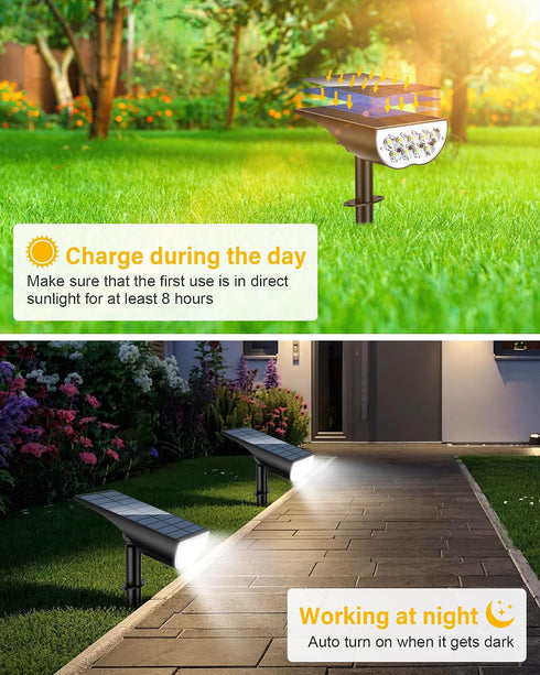 3 IP65 1 Pack Solar Spot Lights Outdoor Waterproof, Lighting Modes Solar Landscape Lights for Outside, Dusk to Dawn
