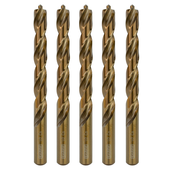 1/2 Inch Cobalt Drill Bits, 5pcs Heavy-Duty M35 Cobalt Metal Drill Bit Set for Steel and Cast Iron