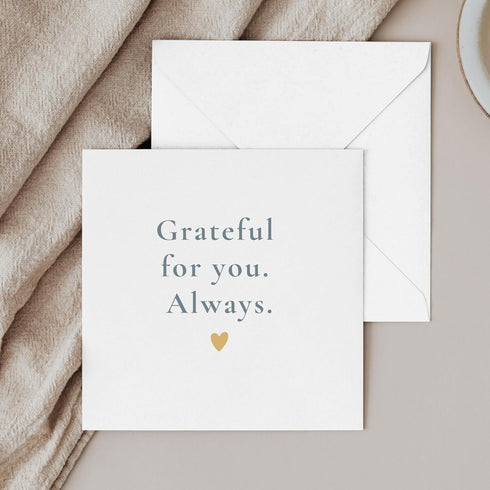 TEEMI Grateful For You. Always. | Simple Thank You Card for Friends, Family or Partner | Minimalist Emotional Greeting