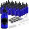 Nevlers 24 pack Blue 2 Oz Glass Dropper Bottles, Cobalt Glass Bottles for Essential Oil Storage with Droppers, Funnel,
