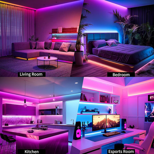 16.4ft KSIPZE Smart WiFi LED Strip Lights, RGB+IC LED Lights for Bedroom Work with Alexa,APP Control, Music Sync, DIY