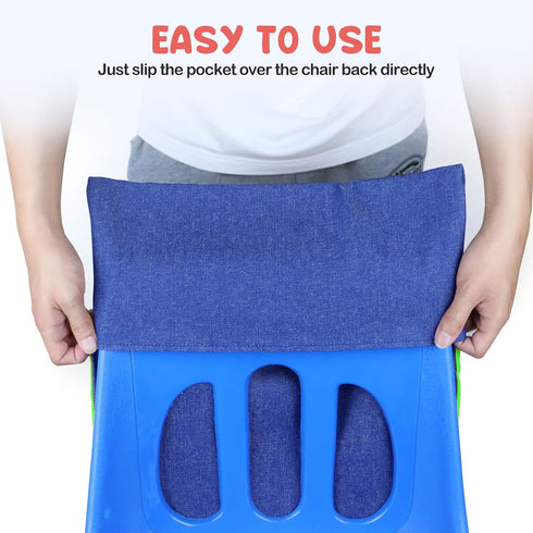 Auchq Chairback Buddy Pockets Chart with 2 Heavy Duty Storage Pocket, Standard Denim Organizer for Classroom Chair