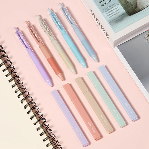 Mr. Pen Aesthetic Highlighters and Gel Pens, 10 Pack, Pastel Colors, No Bleed for Bible Study
