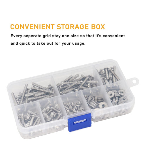binifiMux Assortment Kit for 3D Printer, Machine, Stainless Steel 304, #6-32 Pan Head Phillips Screws, Nuts, Washers,