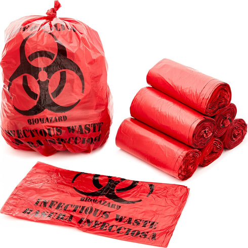 No Leak, Hospital Grade Biohazard Waste Bags 100 Pk. 10 Gallon, 24"