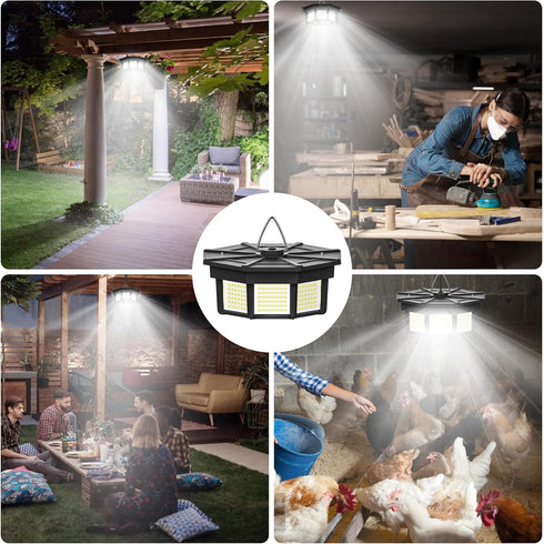 1200LM 288LED 8-Faces 5 Solar Shed Light Indoor Outdoor Solar Powered Pendant Daywork Light Motion Sensor with Lighting