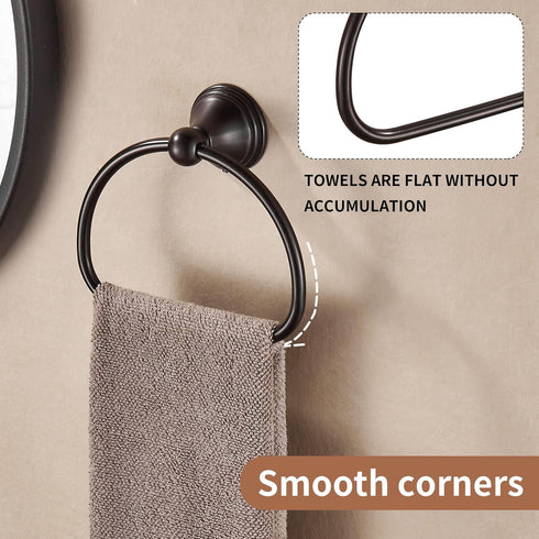 WOLIBEER Bronze Towel Ring, Bathroom Hand Towel Holder, Round Wall Mounted Bath Accessories