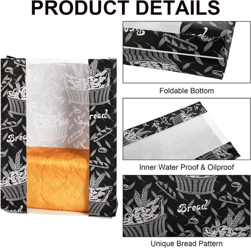 100 13.7x8.3x3.5 inch Nicunom Pcs Paper Bread Bags for Homemade Bread, Sourdough Bags with Window Large Bakery Bags