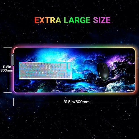Gerlos RGB Large Gaming Mouse Pad, Extended Soft LED Mouse Pad, Non-Slip Rubber Base, Water Resistant Keyboard Pad,
