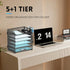 SUPEASY 6 Tier Black Paper Organizer with 4 Pen Holders, Mesh Desk Letter Tray, A4 File Folder Organizer