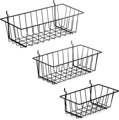 Pegboard Basket Set - 3 Pack - Hooks to 1/4" Hole Peg