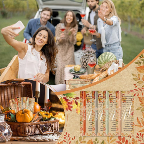 Sayglossy 200 Sets Thanksgiving Gifts Bulk Thanksgiving Party Favors Fall Ballpoint Pen Autumn Greeting Thank You Poem