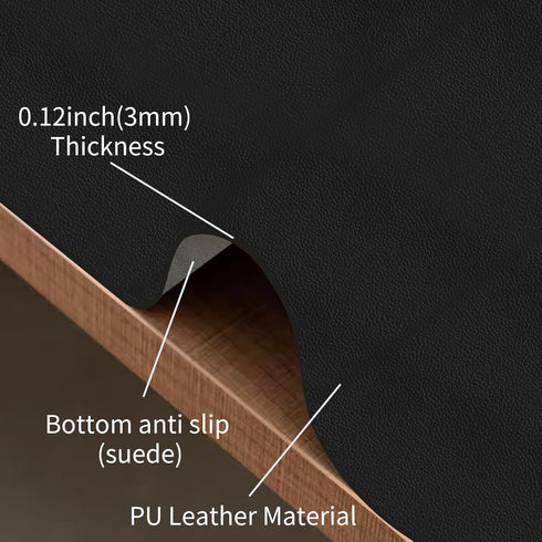 Leather Mouse Pad, Desk Pad, Keyboard Pad, Non-Slip PU Leather Office Desk Mat, Laptop Desk Pad, Waterproof Desk Writing Pad for Office and Home - Black (23.6 x 11.8) by SHUNJINRUN