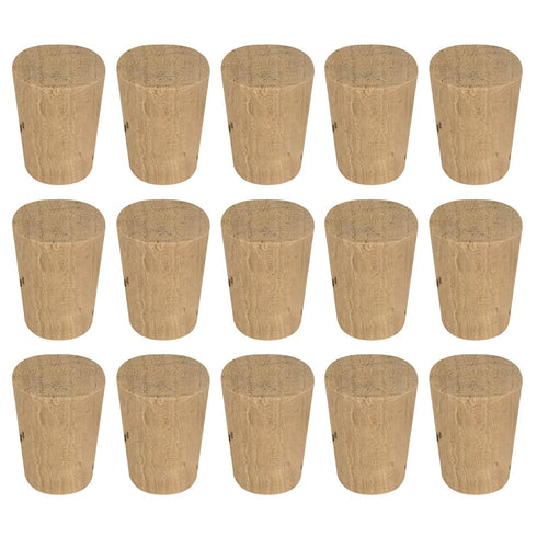 MECCANIXITY 11.1x8.3x15.9mm Tapered Cork, Natural Wooden Leakproof Soft Stoppers for Wine, Beer, Crafts, Pack of 15