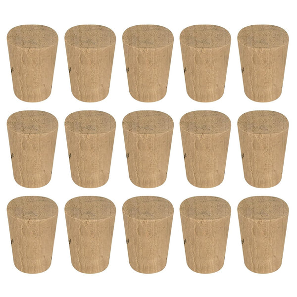 MECCANIXITY 11.1x8.3x15.9mm Tapered Cork, Natural Wooden Leakproof Soft Stoppers for Wine, Beer, Crafts, Pack of 15
