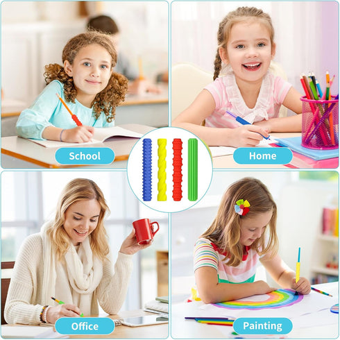 jiexiato Set Sensory Pencil Grips for Kids and Adults, Silicone Pencil Sleeve Educational Tools for Autism & ADHD
