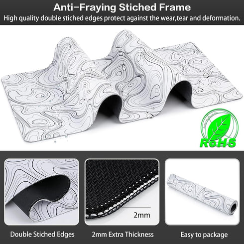 Gaming Mouse Pad, Canjoy Topographic Contour, 31.5x11.8inch Large Extended Computer Mouse Mat for Gaming, Office