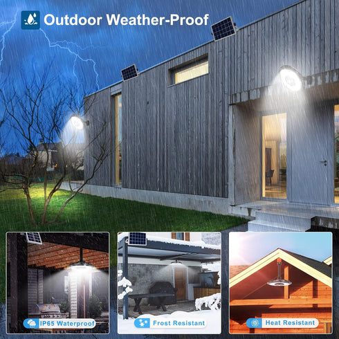 5 3000LM, INDARUN Solar Shed Light Indoor Outdoor, Solar Motion Lights with Modes, Up to Waterproof Pendant Barn Lights