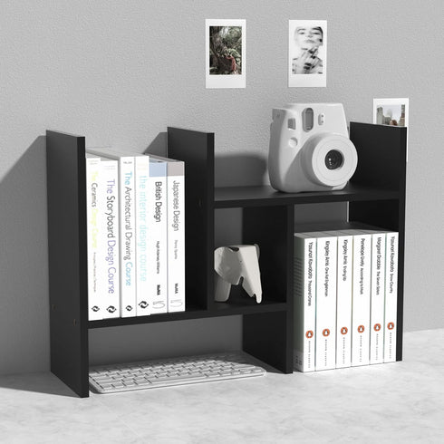 MASAKA B&W Japanese Style Desktop Organizer, Double H Plants Display Shelf, Adjustable Stackable Office Supplies