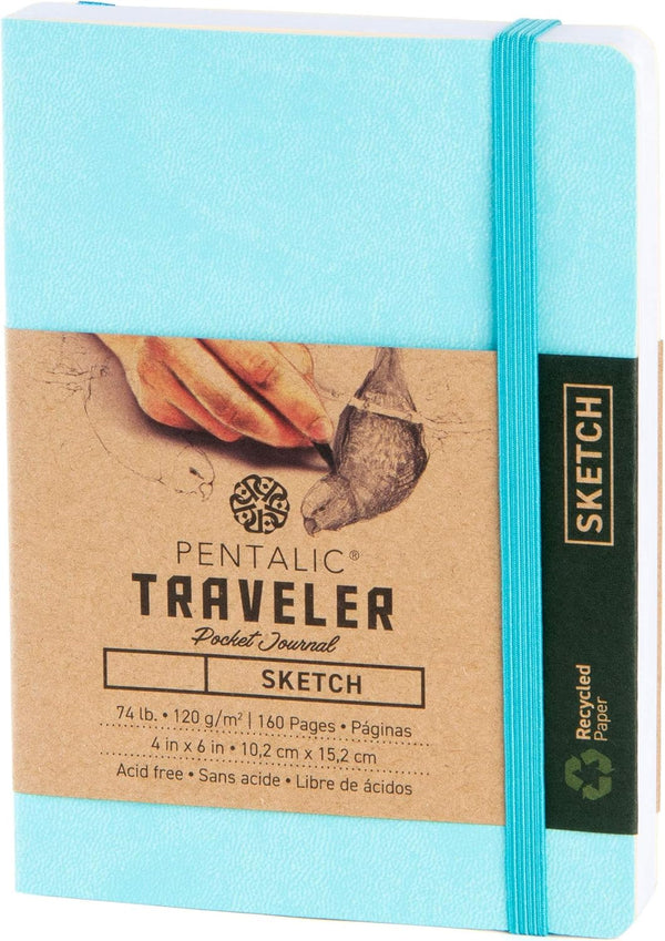 Pentalic Pocket Sketchbook: 4" x 6", 160 Pages, Turquoise Traveler Journal