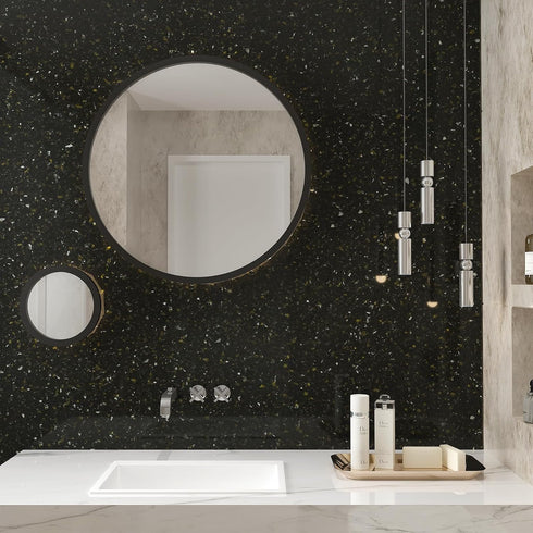 Black Gold Granite Contact Paper, Peel and Stick Waterproof Marble Wallpaper for Kitchen Countertops