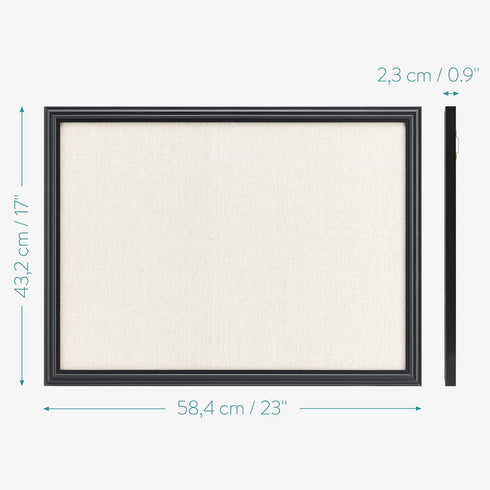 Navaris Framed Linen Bulletin Board - 17 x 23 inches Fabric Jewelry Organizer Pinboard for Wall Memory Memo
