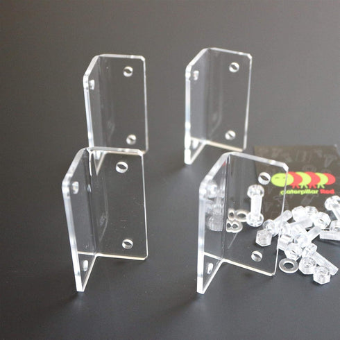 4 x Angled L Brackets, Clear Right Angle Bracket, Polished Clear Transparent Acrylic + 20x M5 Bolts, Corner