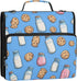 Fisyme 3 Cookies and Milk Cartoon Zipper Binder Ring with Zipper and Shoulder Strap Large Capacity Multi-Pocket Binder