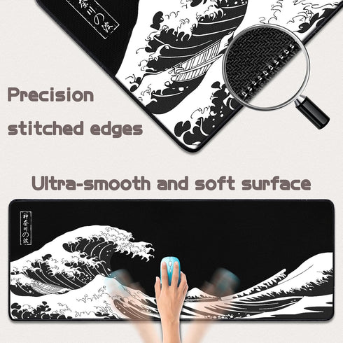 Yuhijoy (31.5 11.8inch) Mouse Pad Gaming - Desk Mat for Keyboard and Mouse - Kanagawa Large Mouse Pad for Desk