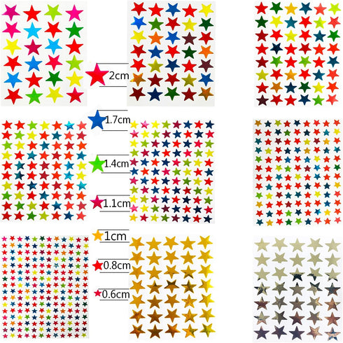 Kenkio 8270 Count Colorful Star Stickers Self-Adhesive Labels, Stars Stickers