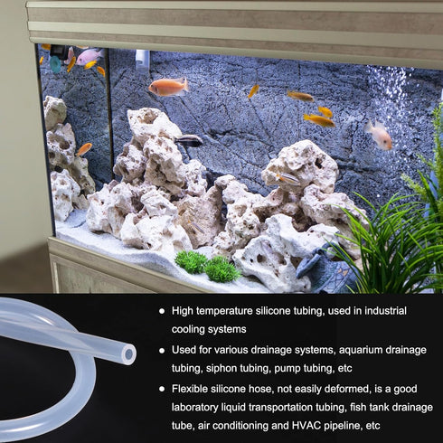 1m(3.3ft) 9mm(3/8") ID x 12mm(1/2") OD Clear Silicone Tubing, Industrial Plastic Tubing for Pump Siphoning Draining