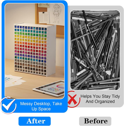 Xaajooio 180 Marker Organizer Holder for Markers, Art Supply Storage Rack with Adjustable Dividers, Desktop Pen Holder