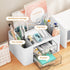 Marbrasse Pen Organizer with 2 Drawer, Multi-Functional Pencil Holder for Desk, Desk Organizers and Accessories with 5 Compartments + Drawer for Office Art Supplies (White) by Marbrasse