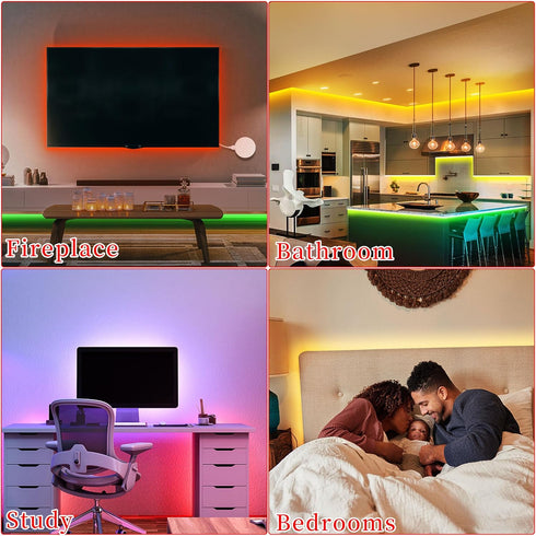 25FT 44 QZYL LED Lights for Bedroom, RGB LED Strip Lights with Keys IR Remote, Smart LED Light Strip with Adhesive