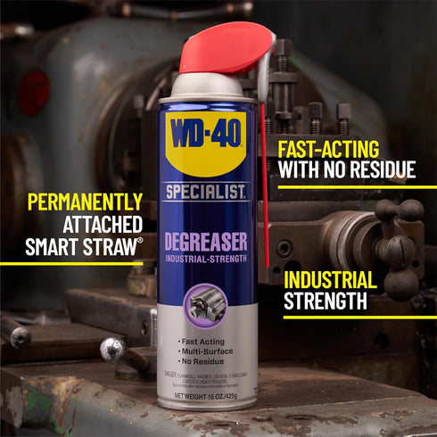 WD-40 Specialist Degreaser with Smart Straw, Heavy-Duty Formula for Engines, 15 Oz