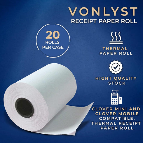 Clover Mini and Clover Mobile Thermal Printer Receipt Paper 2 1/4 x 80 (20 rolls)