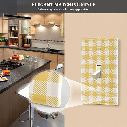 WELLDAY 1-Gang 4.50" 2.76", Toggle Light Switch Wall Plates, Butter Yellow Checkered Toggle Switch Wall Plate Cover