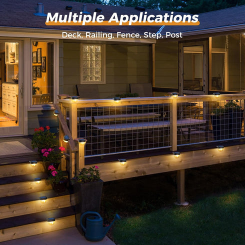 8 Pack btfarm Solar Deck Lights Outdoor Waterproof, Retro LED Patio Lights Solar Powered, Solar Fence Light for Outside