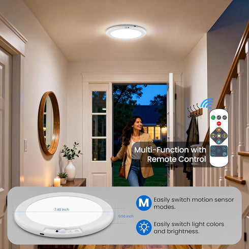 Closets Closet, 3 Dimmable, 1Pack KINDEEP Rechargeable Motion Sensor Ceiling Light with Remote: Battery Operated