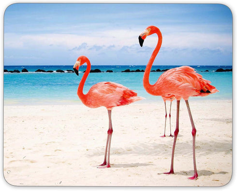 Flamingos Walking on The Beach Mouse Pad - Non-Slip Rubber Mousepad for Home, School, Office