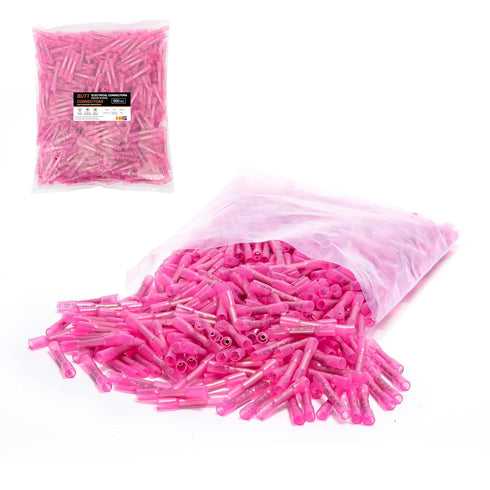 HKS 500 PCS Heat Shrink Butt Connectors - Red 22-16 AWG Electrical Connectors for Automotive Marine Use