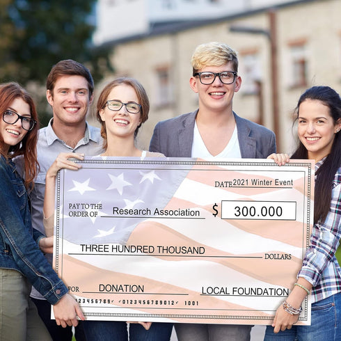 Giant Check 2 Pieces Fake Large Blank Presentation Checks for Donations, Fundraisers, Awards, Prizes (30 x 16 Inch)