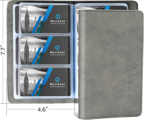 MaxGear Business Card Organizer, Portable Holder for 240 Cards, Professional PU Binder File Storage, Dark Gray