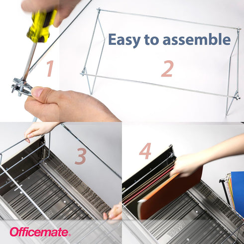 Officemate Hanging File Frame, Adjustable 14 to 18-Inches, Letter Size, 2 Count, Silver, 91990