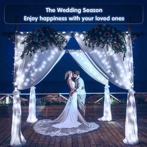 2 Pack 33ft 100 8 JMEXSUSS White Battery Operated Christmas String Lights, Each LED Wedding Lights Outdoor Indoor