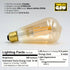 4 Pack Dimmable ST19/ST64 Bulb 9W 60W 650 2500K E26 CRI90 LED Edison Equivalent Lumens Soft Amber Base Amber Glass