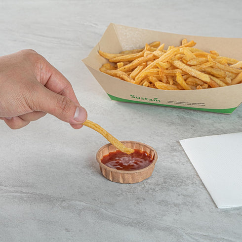 1 100 Restaurantware-Sustain Ounce Portion Cups, Disposable Condiment Cups - Compostable, Versatile, Kraft Paper Sample